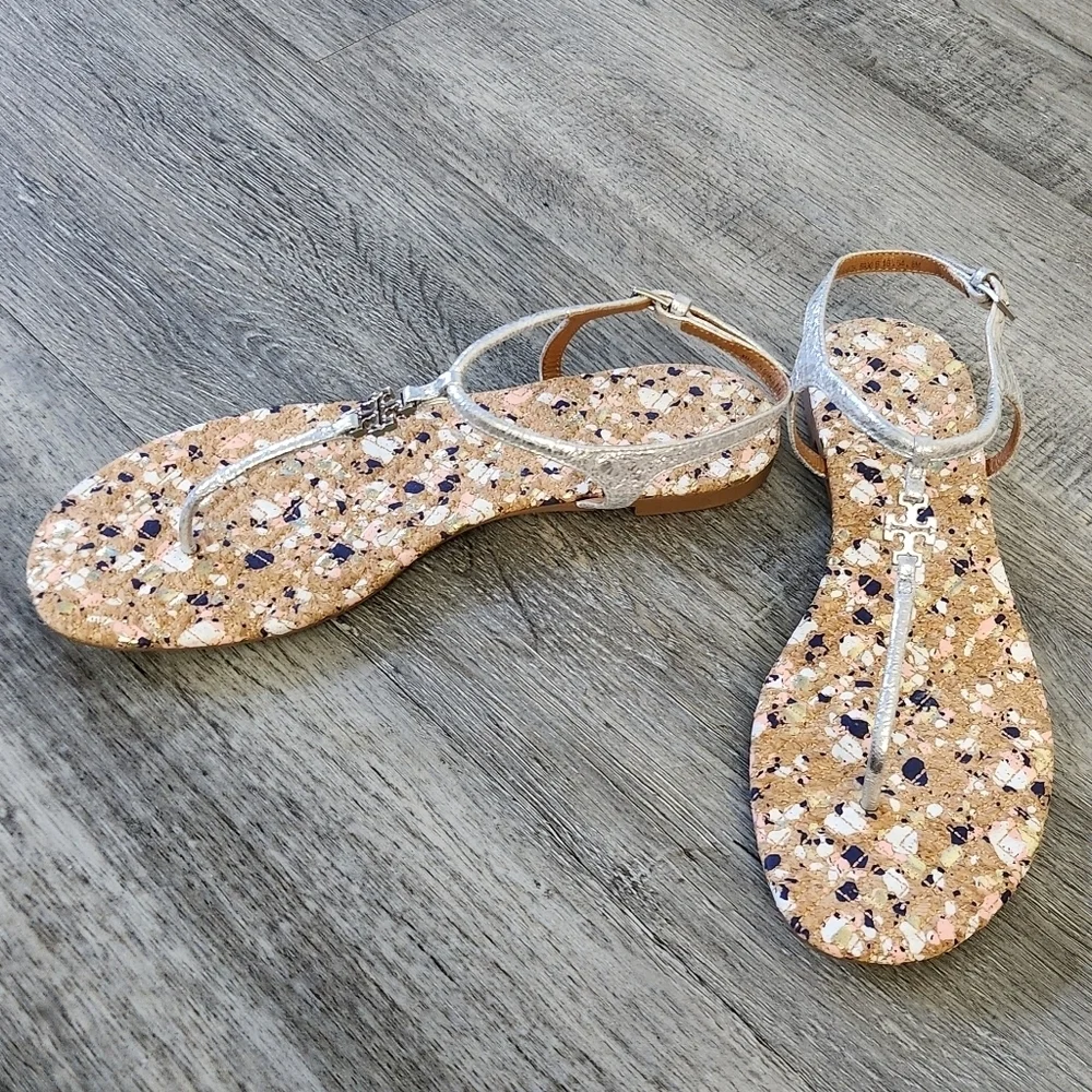 Tory Burch Marion Confetti Quilted T-Strap Sandals‎